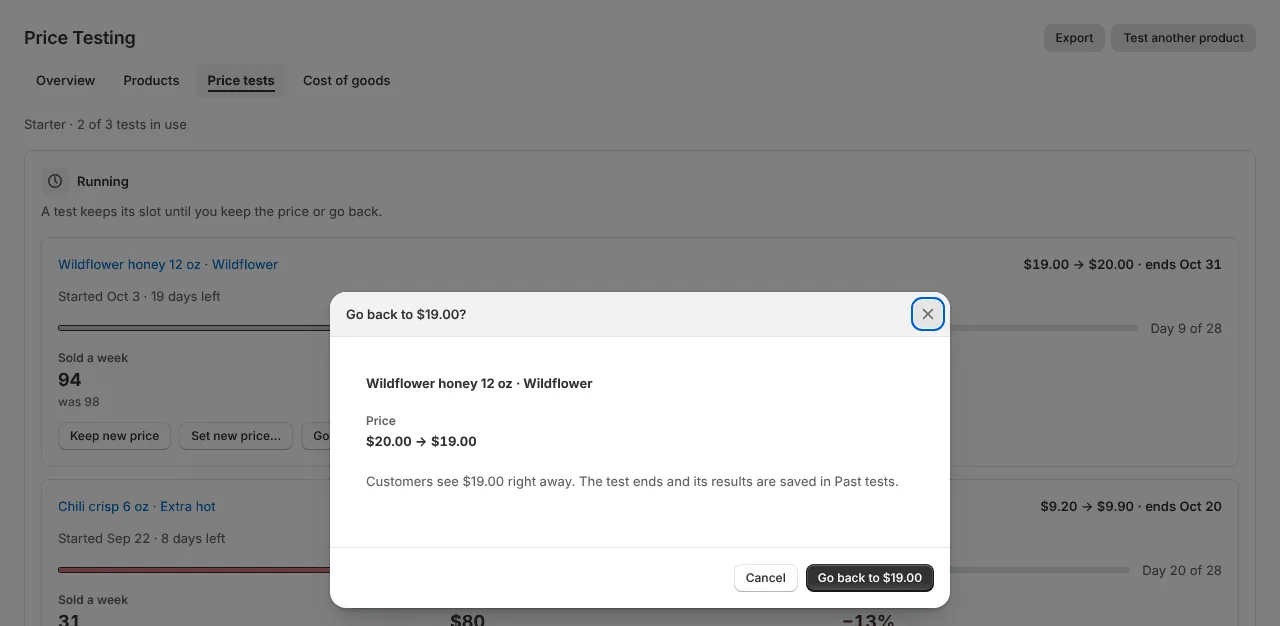 Go back to $19.00 confirm dialog (example data)